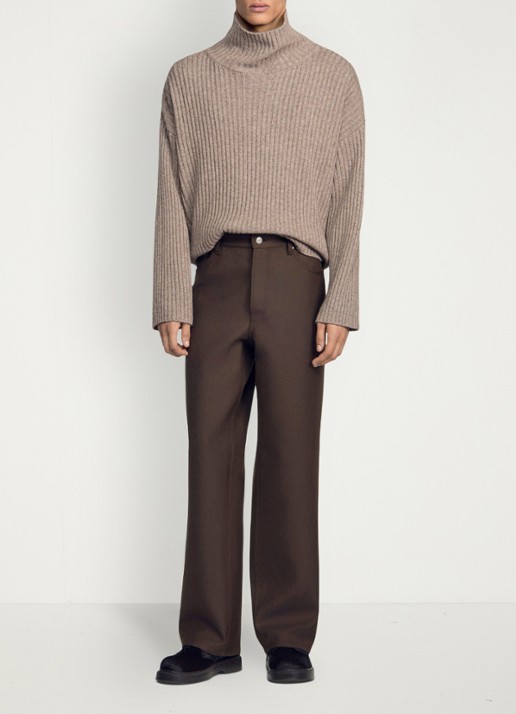 Sandro Straight fit pantalon met steekzakken - detail 2 taupe