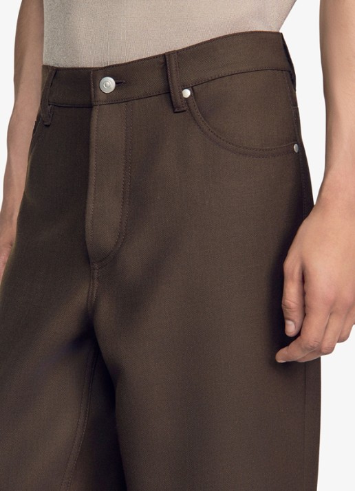Sandro Straight fit pantalon met steekzakken - detail 3 taupe