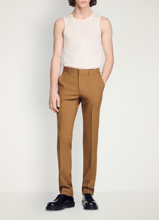 Sandro Straight fit pantalon met steekzakken - voorkant 3 camel