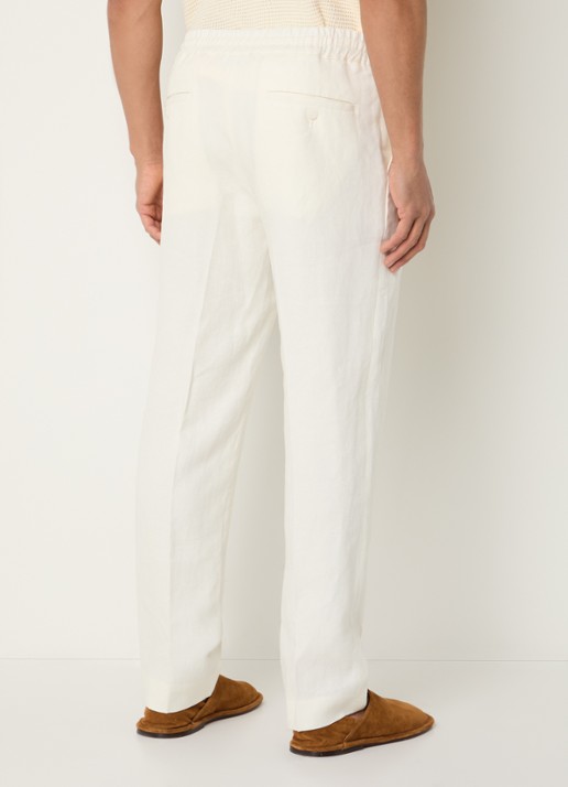 Sandro Straight fit pantalon van linnen met steekzakken - achterkant 5 gebroken wit