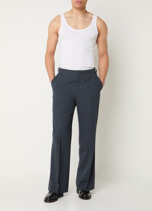Sandro Straight fit pantalon van scheerwol met steekzakken - voorkant 3 antraciet