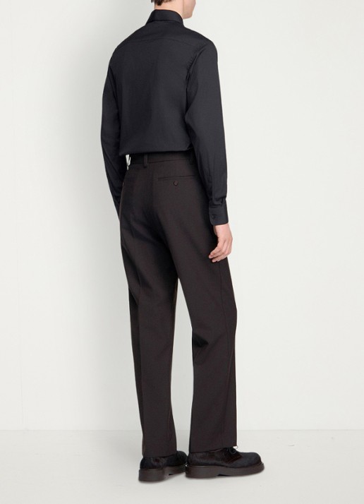 Sandro Straight fit pantalon van wol - achterkant 4 chocoladebruin