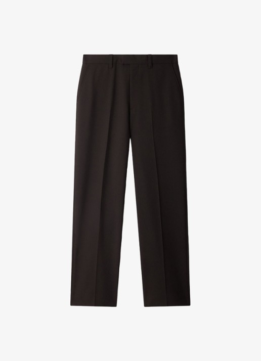 Sandro Straight fit pantalon van wol - voorkant 5 chocoladebruin