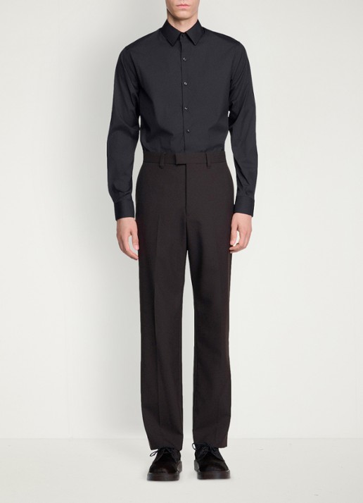 Sandro Straight fit pantalon van wol - voorkant 6 chocoladebruin