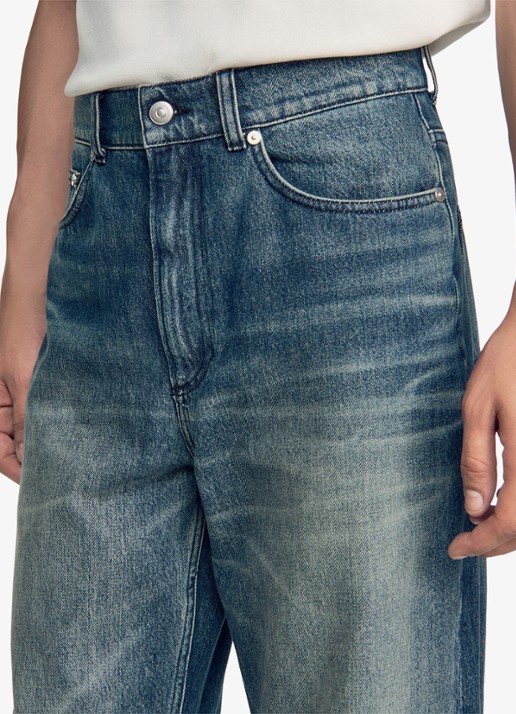 Sandro Straight leg jeans met steekzakken - detail 5 donkerblauw