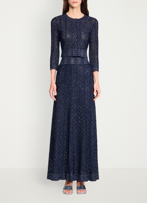 Sandro Strass knit cropped cardigan - detail 5 navy blue / blauw