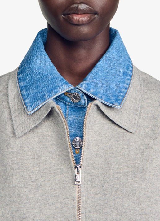 Sandro Sweater in wolblend met polokraag - detail 2 grijs