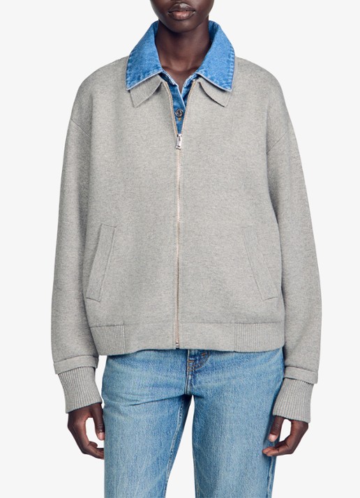 Sandro Sweater in wolblend met polokraag - detail 3 grijs