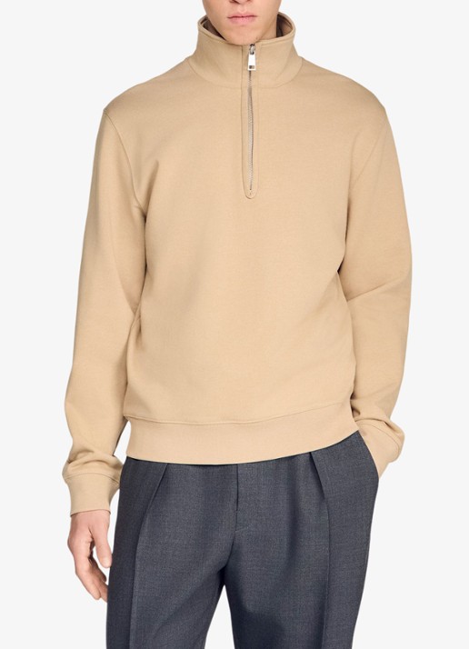 Sandro Sweater met halve rits - detail 2 beige