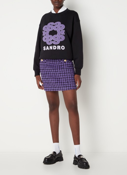 Sandro Sweater met logoborduring - voorkant 2 zwart