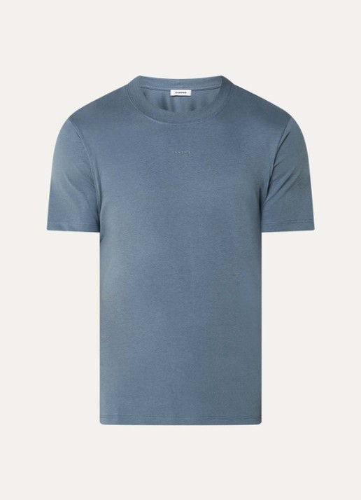 Sandro T-shirt met logo - voorkant 2 blauwgrijs