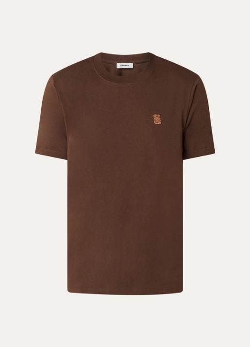 Sandro T-shirt met logo - voorkant donkerbruin