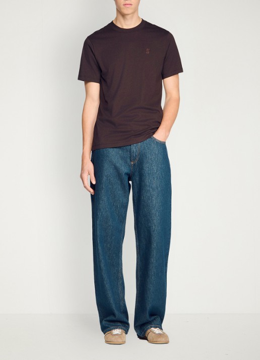 Sandro T-shirt met logo - voorkant 2 chocoladebruin