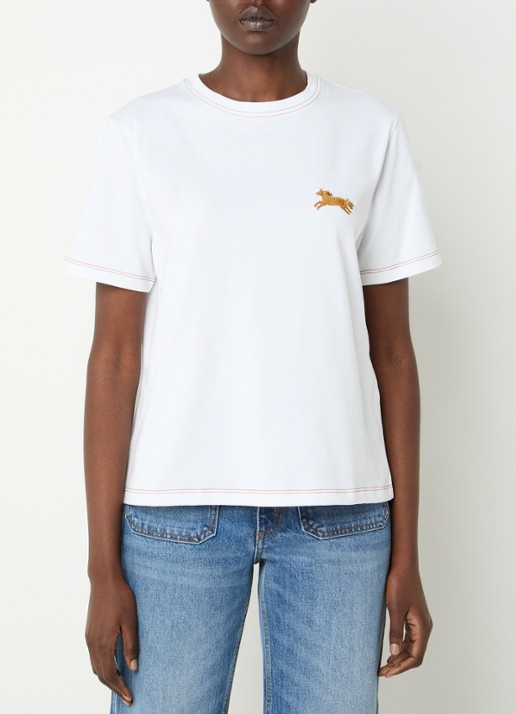 Sandro T-shirt met pailletten en siernaad