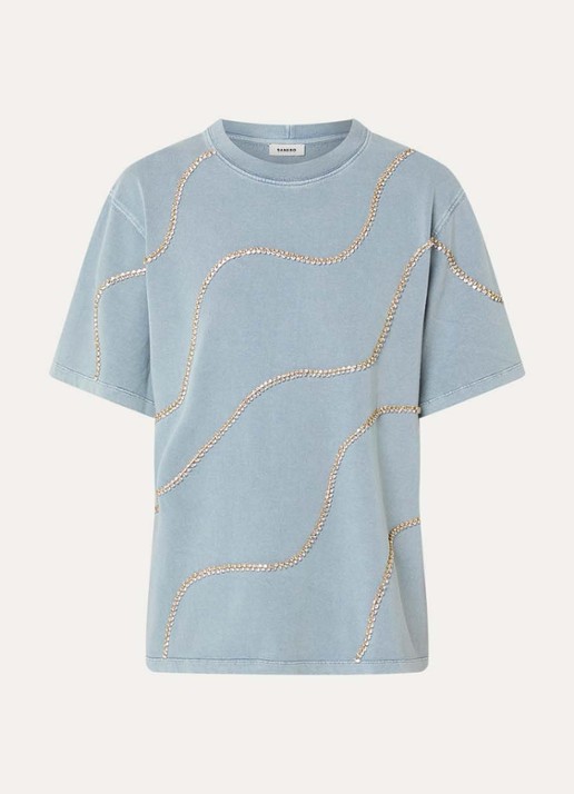Sandro T-shirt met strass - voorkant blauwgrijs