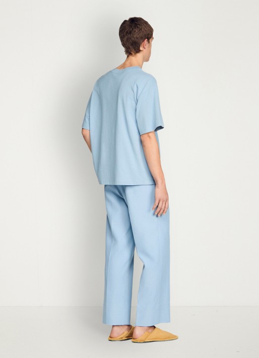 Sandro T-shirt van katoen met bloemenprint - achterkant sky blue / lichtblauw