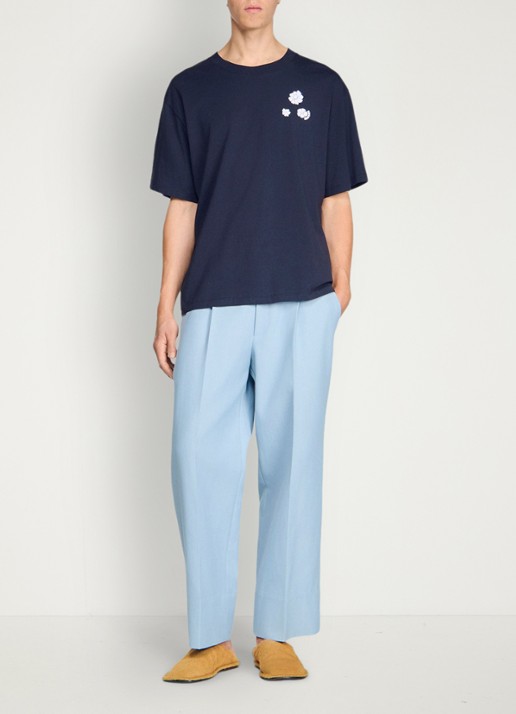 Sandro T-shirt van katoen met bloemenprint - voorkant 5 navy blue / blauw