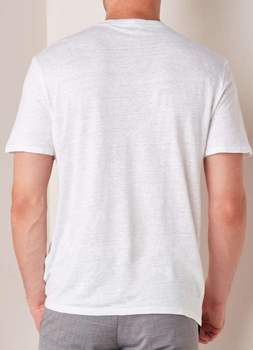 Sandro T-shirt van linnen met ronde hals - achterkant 4 wit
