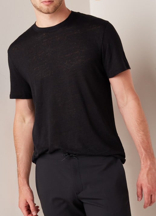 Sandro T-shirt van linnen met ronde hals