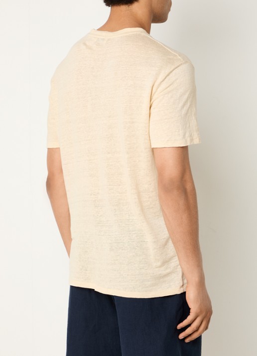 Sandro T-shirt van linnen met ronde hals - achterkant 3 creme