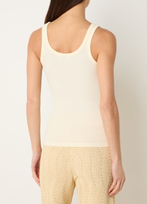 Sandro Tanktop met ribstructuur en logo - achterkant 3 lichtgeel