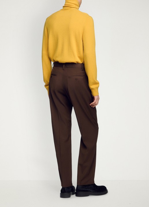 Sandro Tapered fit pantalon in wolblend - achterkant 4 bruin