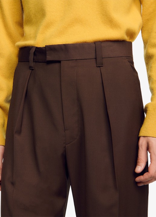 Sandro Tapered fit pantalon in wolblend - detail 2 bruin