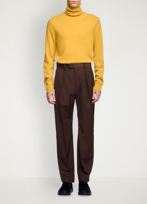Sandro Tapered fit pantalon in wolblend - voorkant 6 bruin