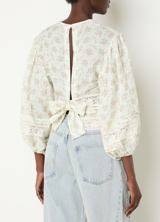 Sandro Top in linnenblend me details van kant