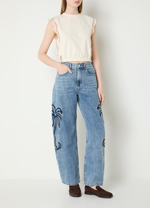 Sandro Top met details van kant - voorkant 2 beige