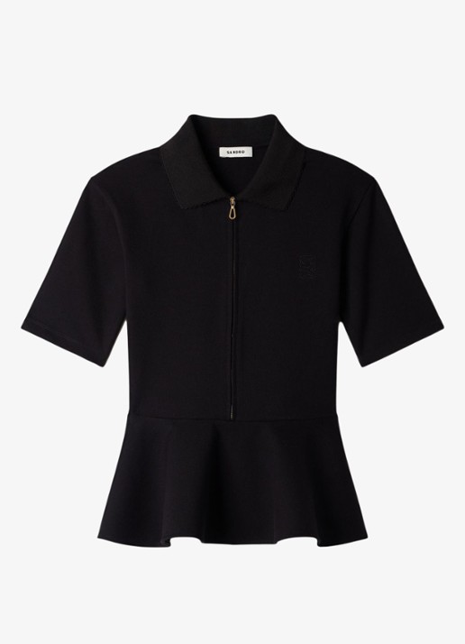 Sandro Top met peplum - voorkant 2 zwart
