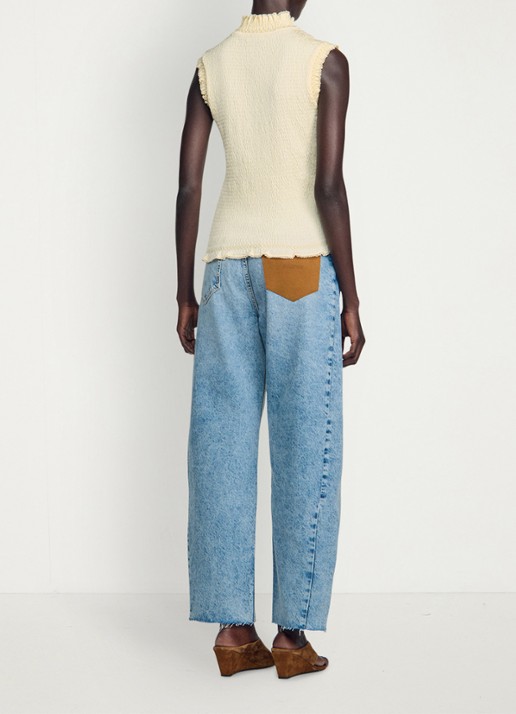 Sandro Top met smockwerk en bloemdetail - achterkant 4 vanilla / beige