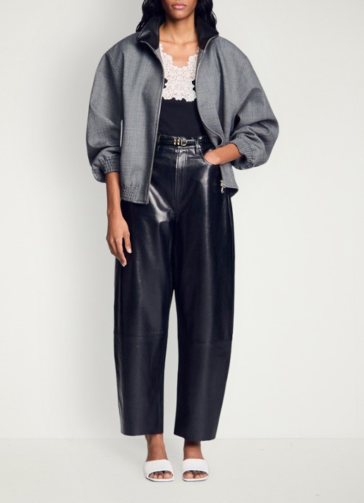 Sandro Top met spaghettibandjes en details van kant - detail 5 black / zwart