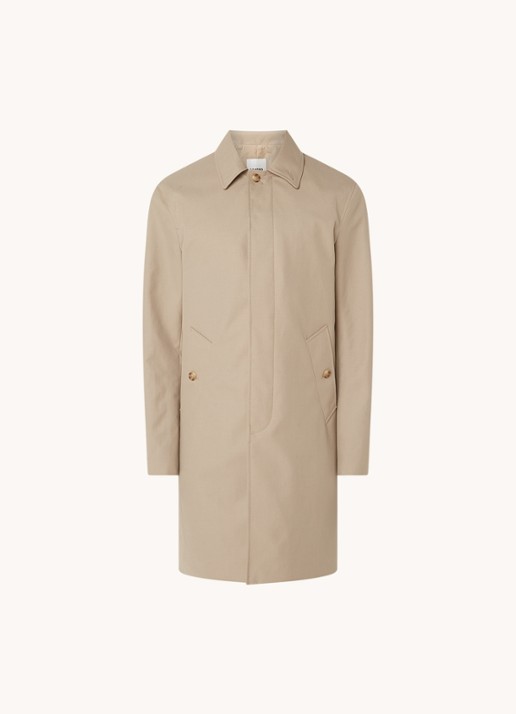 Sandro Trenchcoat in wolblend met steekzakken - voorkant donkerbeige