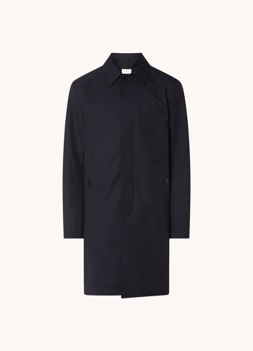 Sandro Trenchcoat in wolblend met steekzakken - voorkant donkerblauw