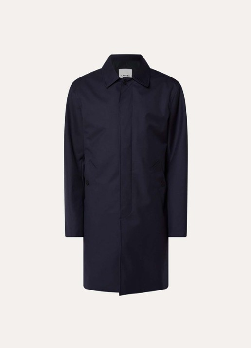 Sandro Trenchcoat in wolblend met steekzakken - voorkant 3 donkerblauw