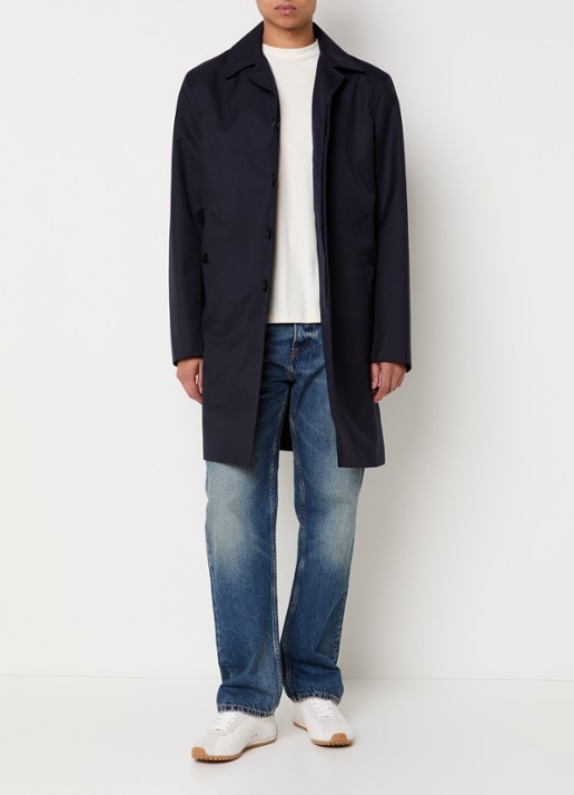 Sandro Trenchcoat in wolblend met steekzakken - voorkant 4 donkerblauw
