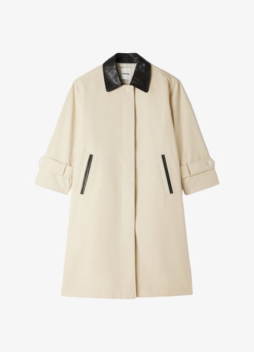 Sandro Trenchcoat met leren details - voorkant 5 beige