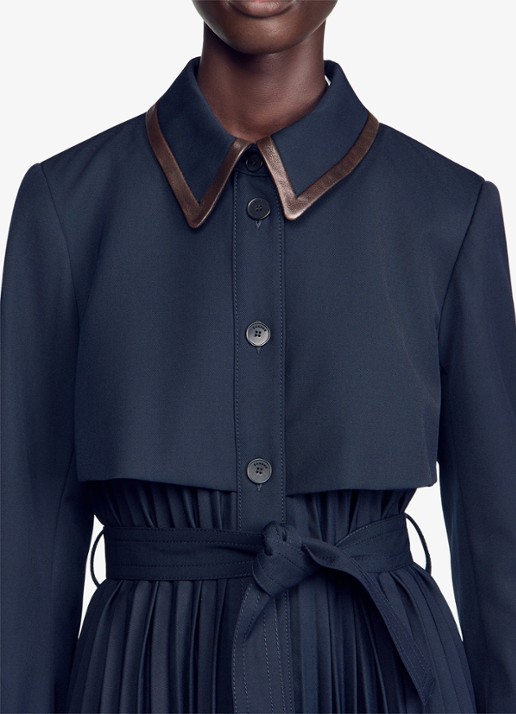 Sandro Trenchcoat met plooien - detail 2 blauw