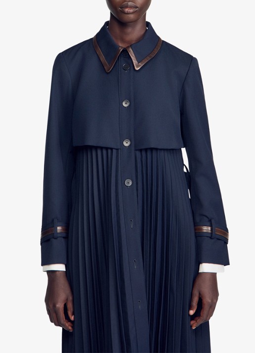 Sandro Trenchcoat met plooien - detail 3 blauw