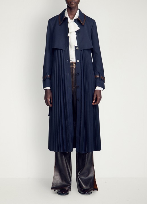 Sandro Trenchcoat met plooien - voorkant 5 blauw