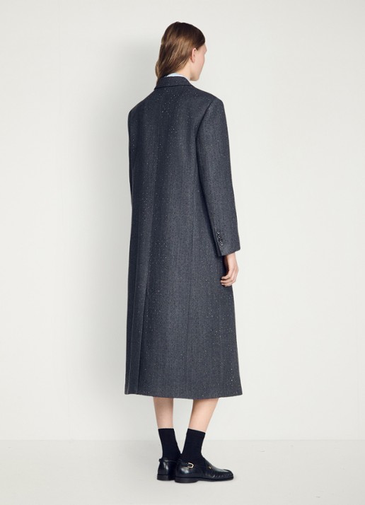 Sandro Trenchcoat met stippenprint - achterkant 7 dark grey / grijs