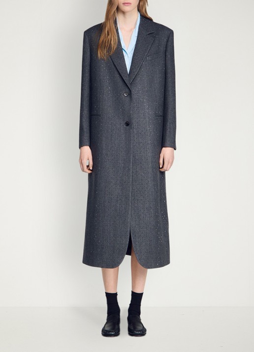Sandro Trenchcoat met stippenprint - detail 4 dark grey / grijs