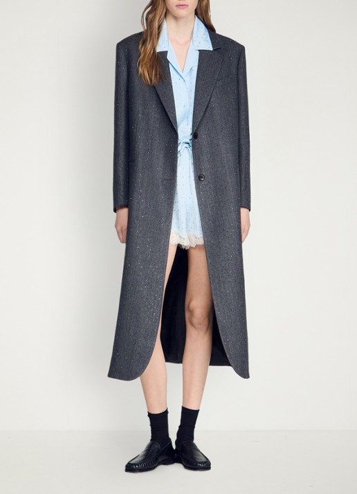 Sandro Trenchcoat met stippenprint - voorkant 6 dark grey / grijs