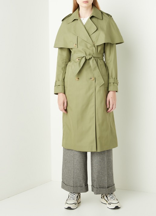 Sandro Trenchcoat met strikceintuur - detail 4 mosgroen