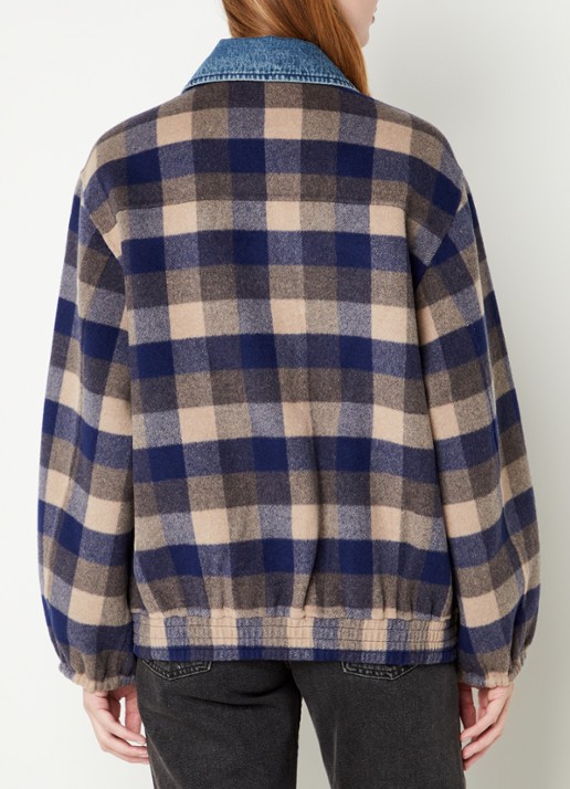 Sandro Warren overshirt in wolblend  met ruitdessin  - achterkant multicolor