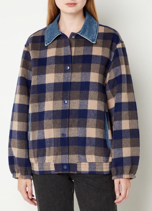 Sandro Warren overshirt in wolblend  met ruitdessin  - detail 2 multicolor