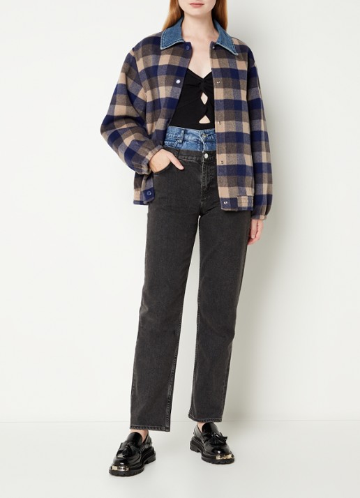 Sandro Warren overshirt in wolblend  met ruitdessin  - voorkant 4 multicolor