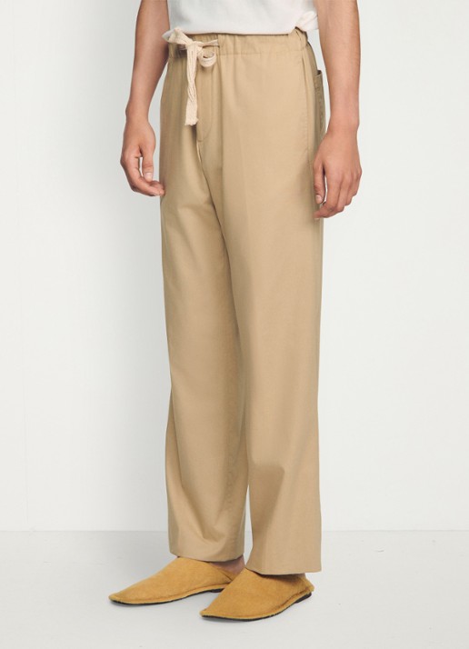 Sandro Wide fit pantalon met steekzakken en elastische  band - detail 6 cappucino / bruin