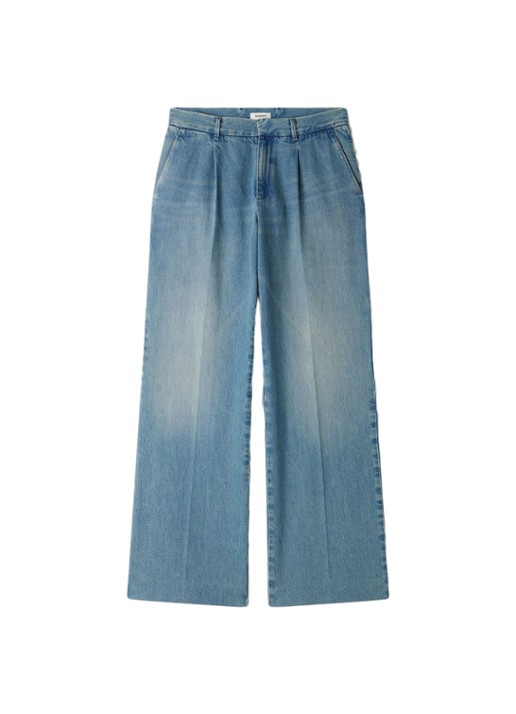 Sandro Wide leg jeans met steekzakken - voorkant indigo